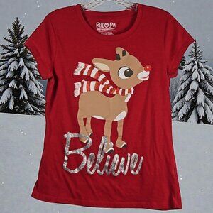 Rudolph the Red-Nosed Reindeer Juniors XL (15-17) Glitter Believe T18